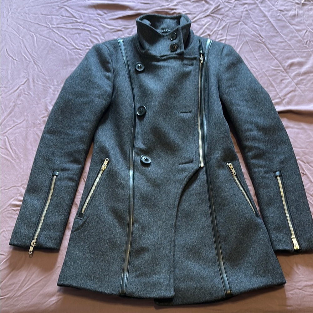 Mackage Dark Gray Asymmetrical Trench Coat
